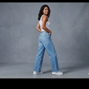 Bershka Light Blue Wide Leg Jeans